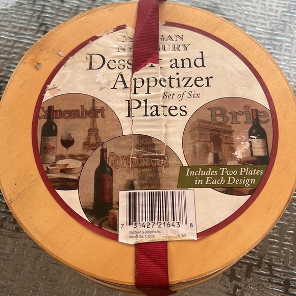 European Wine & Cheese Dessert and Appetizer Plate Set – 6 Plates with Gift Box - Picture 3 of 5